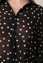 Czarna Bawełniano-Wiskozowa Koszula w Groszki z Plisowanymi Rękawami Ronan