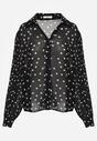 Czarna Bawełniano-Wiskozowa Koszula w Groszki z Plisowanymi Rękawami Ronan