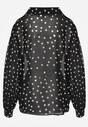 Czarna Bawełniano-Wiskozowa Koszula w Groszki z Plisowanymi Rękawami Ronan
