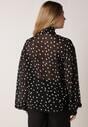 Czarna Półtransparentna Koszula w Groszki z Wiązaniem z Wiskozy i Bawełny Iamine