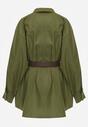 Zielona Długa Koszula Oversize z Bawełny i Wiskozy z Paskiem z Klamrą Thessalonike