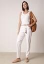 Białe Bawełniano-Wiskozowe Jeansy Mom Fit z Dodatkowym Paskiem Papheilise