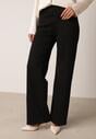 Czarne Bawełniane Spodnie Wide Leg z Wysokim Stanem Genime