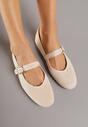Beżowe Balerinki w Stylu Mary Jane Urifiel