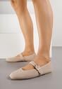 Ciemnobeżowe Balerinki w Stylu Mary Jane Urifiel