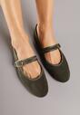 Zielone Balerinki w Stylu Mary Jane Urifiel