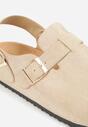 Beżowe Sandały w Stylu Chodaków Ozdobione Klamrami Qyrraya