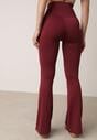 Bordowe Elastyczne Spodnie z Gumką w Talii i Wysokim Stanem Brinamla