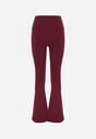 Bordowe Elastyczne Spodnie z Gumką w Talii i Wysokim Stanem Brinamla