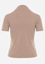 Beżowy Dopasowany T-shirt z Wiskozy z Golfem Isovera