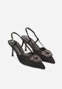 Czarne Sandały na Szpilce z Cyrkoniową Klamrą Elinvyra