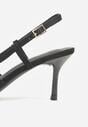 Czarne Sandały na Szpilce z Cyrkoniową Klamrą Elinvyra