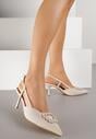 Jasnobeżowe Sandały na Szpilce z Cyrkoniową Klamrą Elinvyra