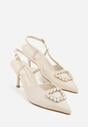 Jasnobeżowe Sandały na Szpilce z Cyrkoniową Klamrą Elinvyra