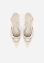 Jasnobeżowe Sandały na Szpilce z Cyrkoniową Klamrą Elinvyra
