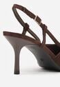 Brązowe Sandały na Szpilce z Cyrkoniową Klamrą Elinvyra