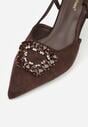 Brązowe Sandały na Szpilce z Cyrkoniową Klamrą Elinvyra