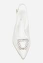 Białe Sandały na Szpilce z Cyrkoniową Klamrą Starstone