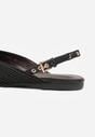Czarne Sandały Ozdobione Plecionką i Aplikacjai Hellia