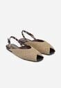 Ciemnobeżowe Sandały Ozdobione Plecionką i Aplikacjai Hellia
