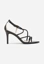 Czarne Sandały na Szpilce Ozdobione Cyrkoniami Thelmia