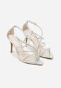 Srebrne Sandały na Szpilce Ozdobione Cyrkoniami Thelmia
