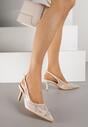 Jasnobeżowe Sandały na Szpilce z Haftowanym Wzorem Iphiserris