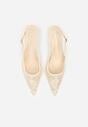 Jasnobeżowe Sandały na Szpilce z Haftowanym Wzorem Iphiserris