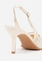 Jasnobeżowe Sandały na Szpilce z Haftowanym Wzorem Iphiserris