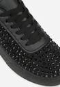 Czarne Sneakersy na Grubej Podeszwie Ozdobione Cyrkoniami Ilaronis