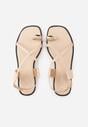 Beżowe Sandały w Stylu Japonek z Metaliczną Ozdobą Catelin