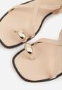 Beżowe Sandały w Stylu Japonek z Metaliczną Ozdobą Catelin