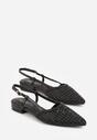 Czarne Sandały Ozdobione Plecionką Melorah