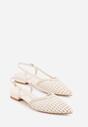 Beżowe Sandały Ozdobione Plecionką Melorah