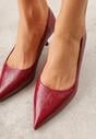 Bordowe Czółenka na Obcasie Typu Kaczuszka Hollybloom