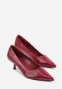 Bordowe Czółenka na Obcasie Typu Kaczuszka Hollybloom