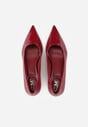 Bordowe Czółenka na Obcasie Typu Kaczuszka Hollybloom