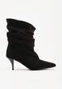 Czarne Botki na Szpilce z Marszczoną Cholewką Hailenia