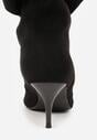 Czarne Botki na Szpilce z Marszczoną Cholewką Hailenia