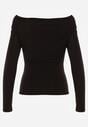 Czarna Bluzka z Bawełną Dekoltem Typu Łódka i Marszczeniem  Typhatos
