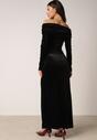 Czarna Welurowa Sukienka Wieczorowa VICES z Odkrytymi Ramionami Vheslith