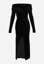 Czarna Welurowa Sukienka Wieczorowa VICES z Odkrytymi Ramionami Vheslith