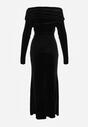 Czarna Welurowa Sukienka Wieczorowa VICES z Odkrytymi Ramionami Vheslith