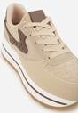 Beżowe Sneakersy na Grubej Podeszwie z Perforacją i Tweedowymi Wstawkami Idaphyphe