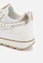 Białe Sneakersy na Grubej Podeszwie z Perforacją i Tweedowymi Wstawkami Idaphyphe