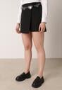 Czarne Spódnico-Szorty Ozdobione Łańcuszkiem i Sercami Rhenara
