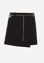 Czarne Spódnico-Szorty Ozdobione Łańcuszkiem i Sercami Rhenara