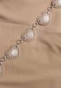 Beżowe Spódnico-Szorty Ozdobione Łańcuszkiem z Sercami Rhenara
