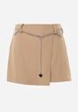 Beżowe Spódnico-Szorty Ozdobione Łańcuszkiem z Sercami Rhenara