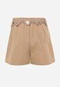 Beżowe Spódnico-Szorty Ozdobione Łańcuszkiem z Sercami Rhenara